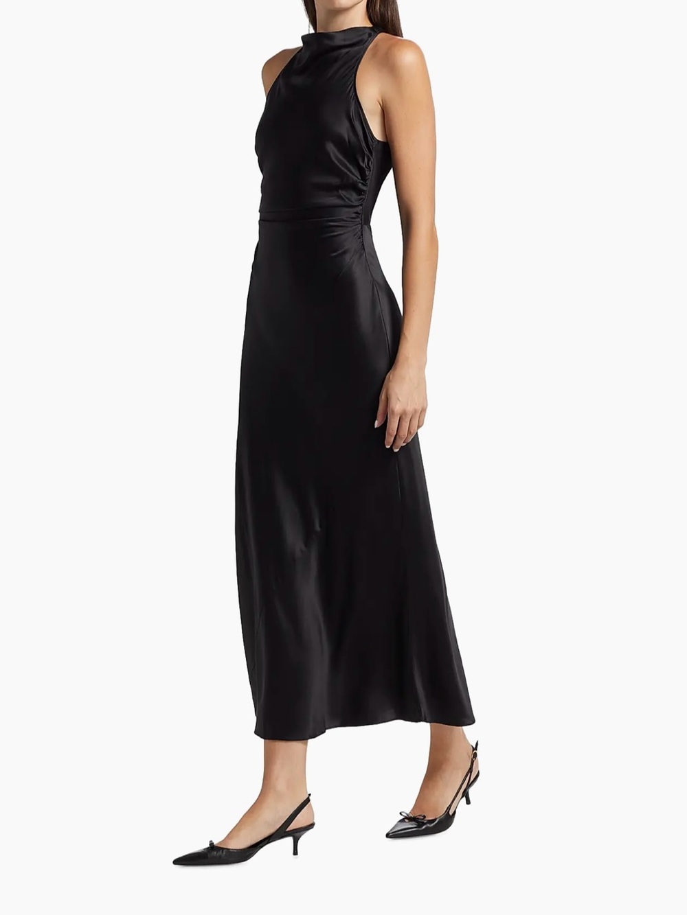 Reformation Black Satin Halter Maxi Dress
